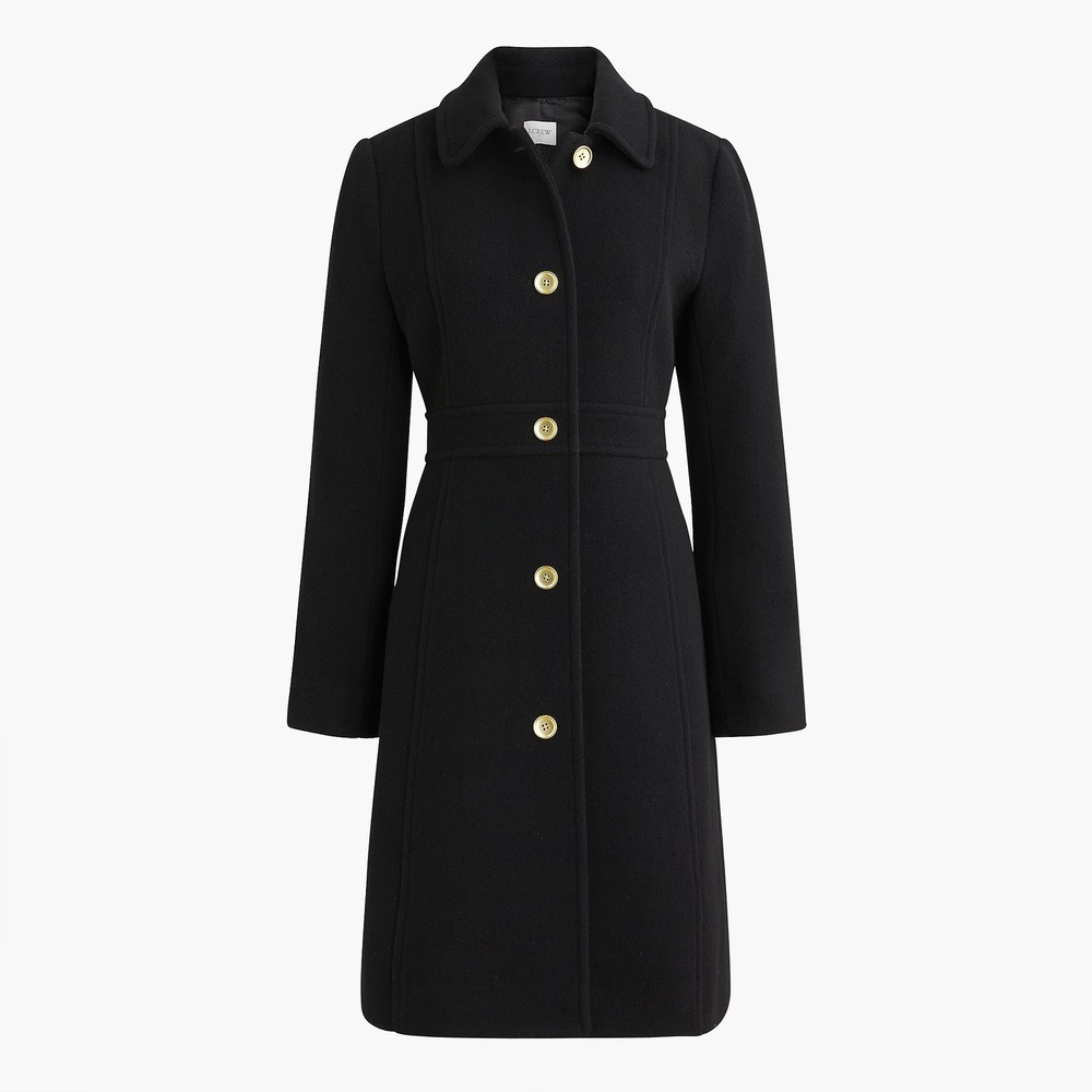 J Crew Wool-blend Lady Day Coat Black Size 2 AT107